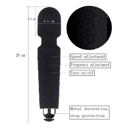 USB Rechargeable Multi Speed G-Spot Magic Wand Vibrator - Image 3